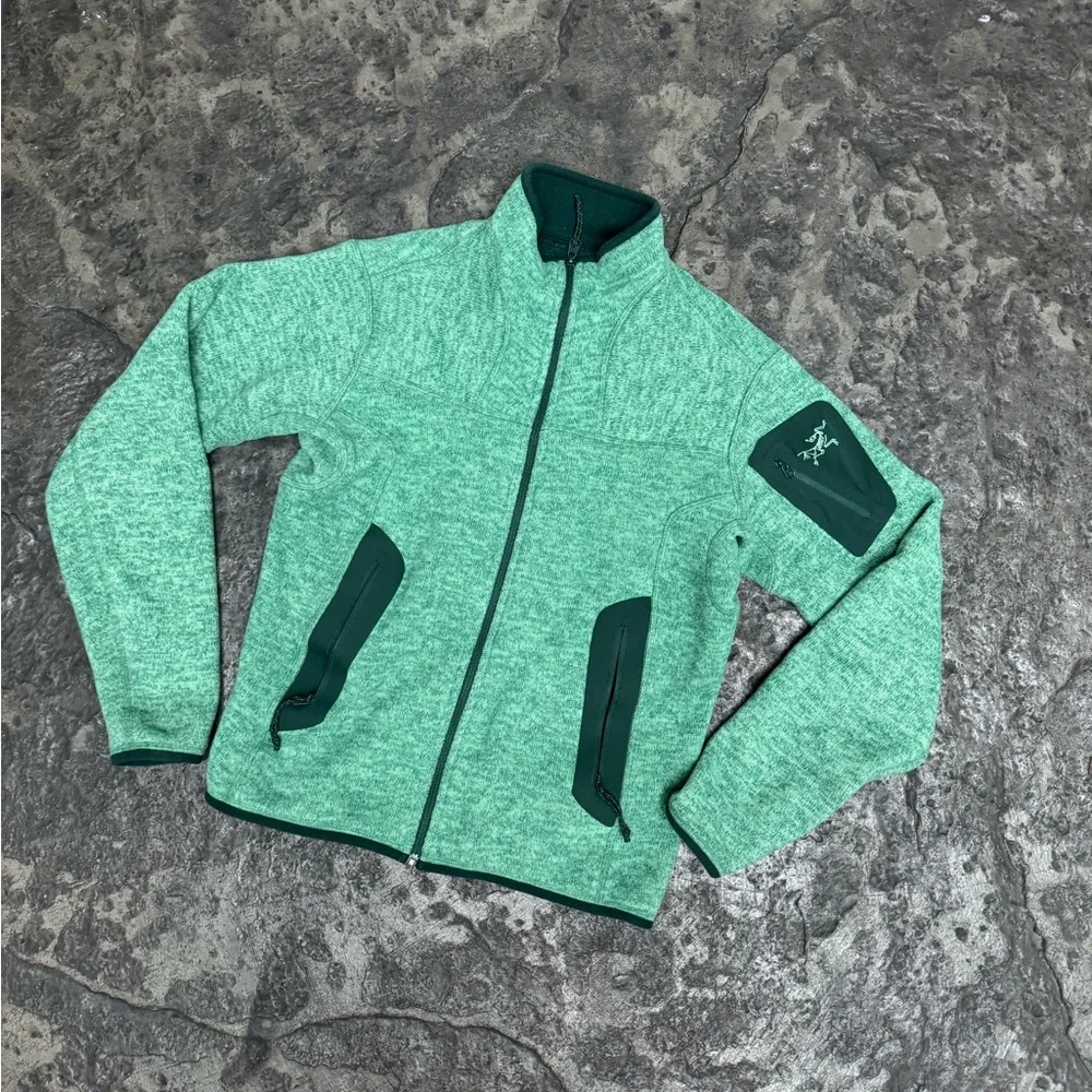 Arc'teryx Heathered Green Vibtage Zip-Up Polartec Jacket - Small - Picture 2 of 6